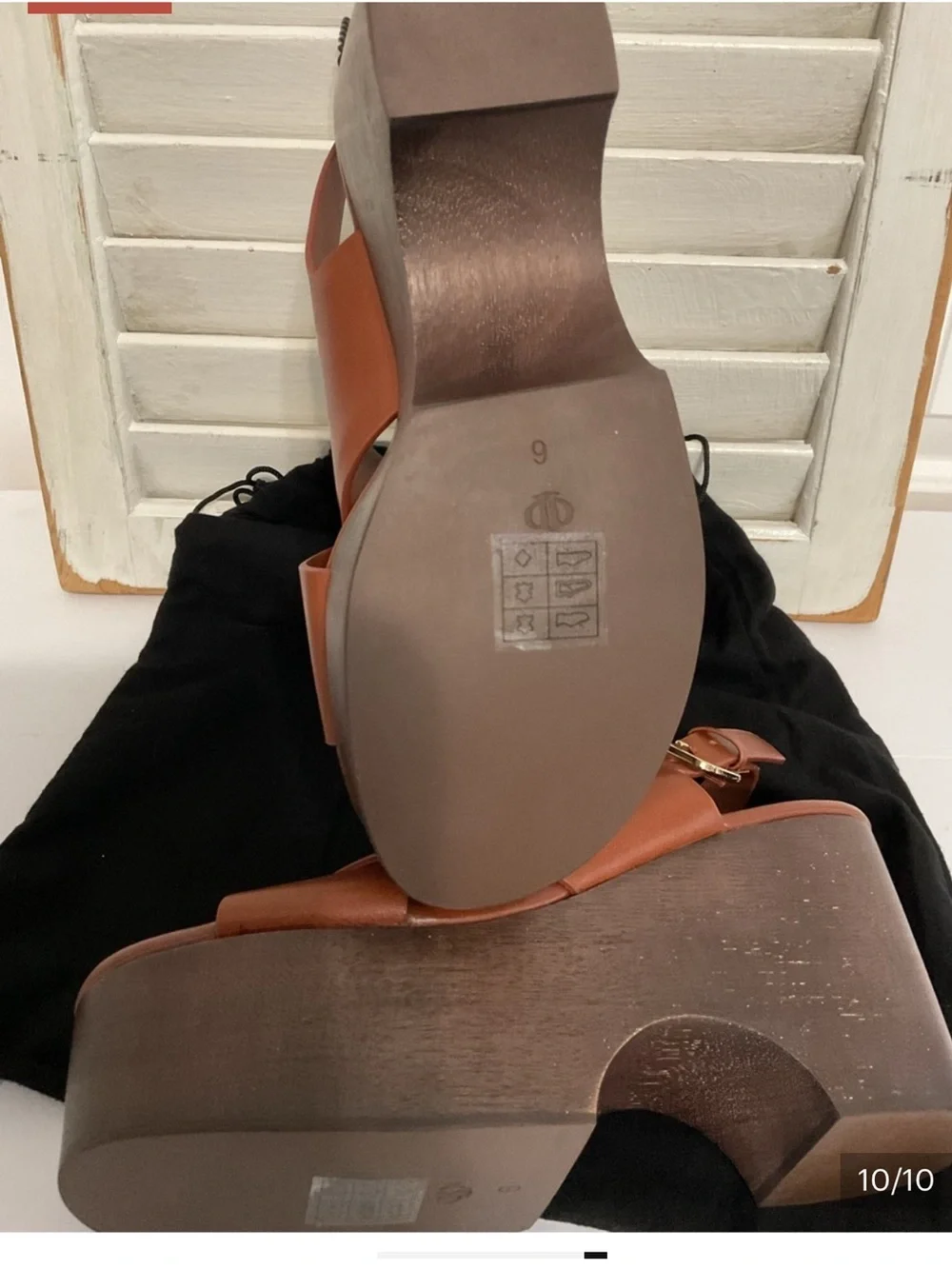 PAIGE Tan Brown Leather Platform Sandals
